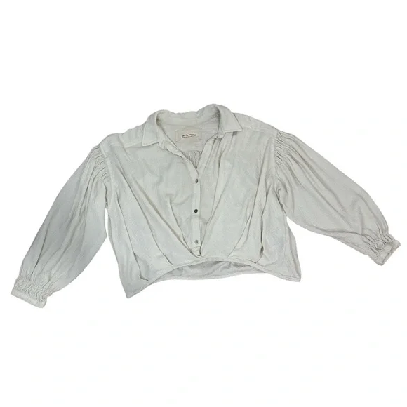 We The Free Ivory Rockaway Oversized Crop Shirt Medium - Picture 9 of 11